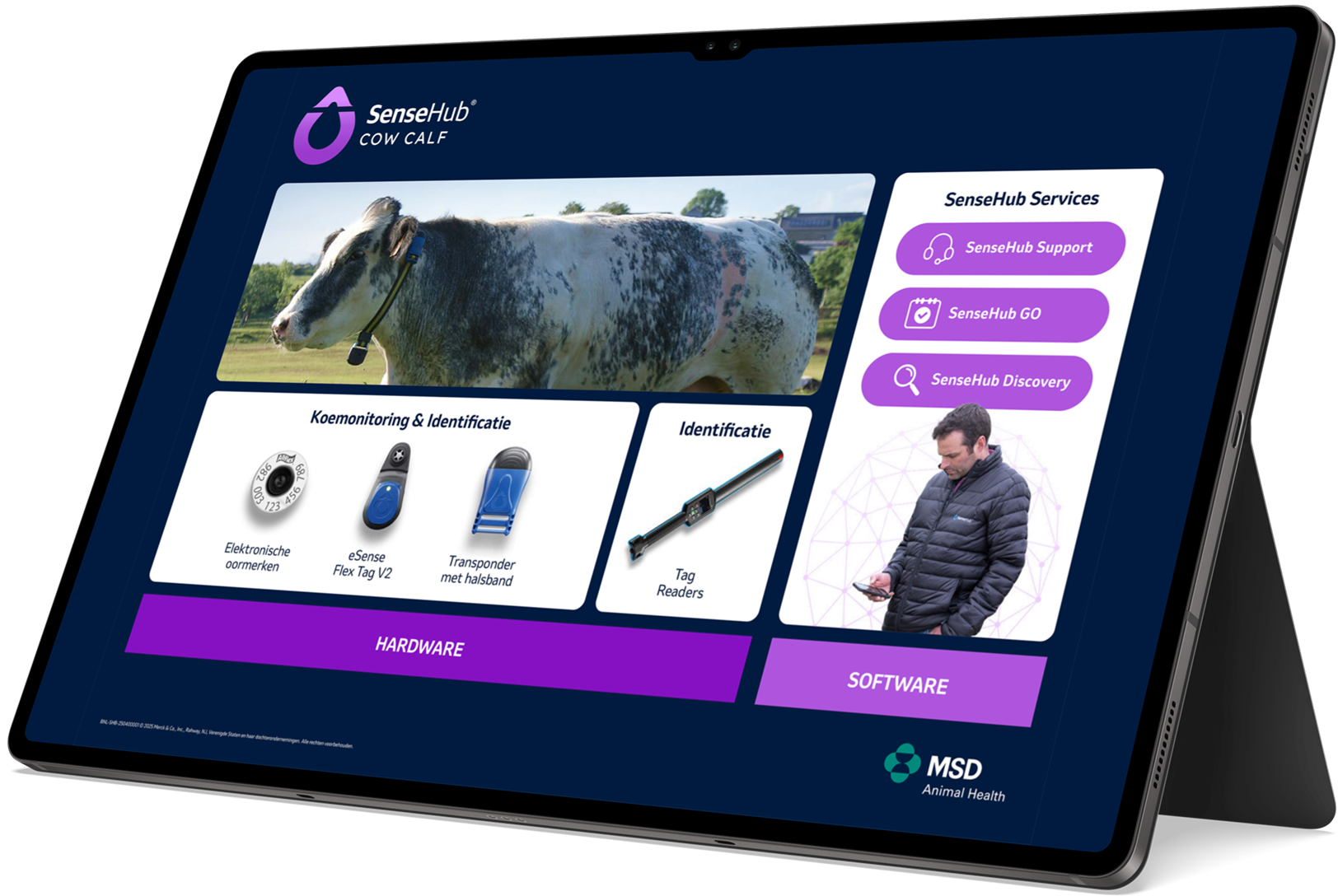 Tablet with SenseHub app in purple