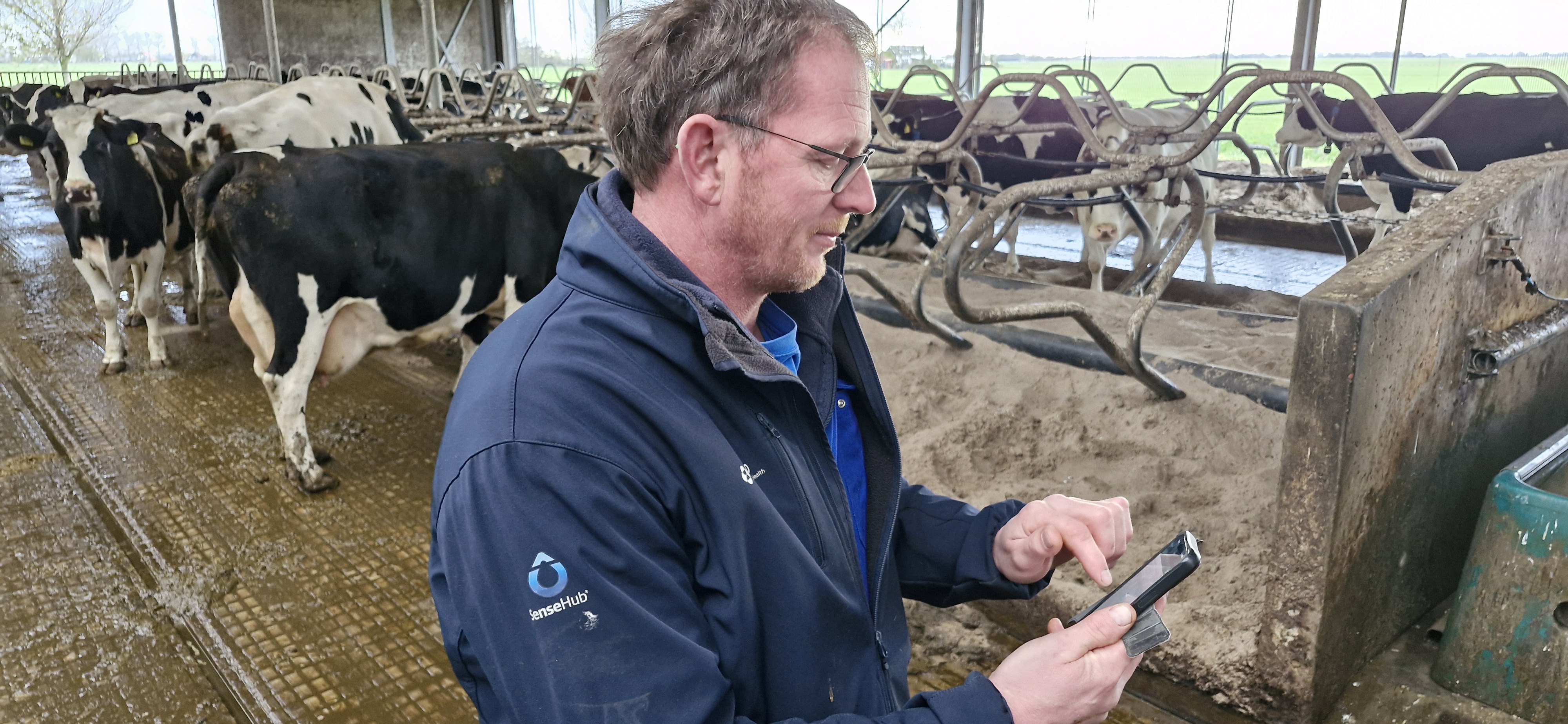 Taeke Roorda: “Wanneer er wat met een dier aan de hand is, dan zie je dat meteen aan het herkauwgedrag. Het herkauwgedrag verandert eerder dan dat de temperatuur stijgt.”